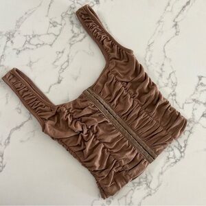 Ruched Corset Bustier Tank Top - Café Brown - Size Small​​